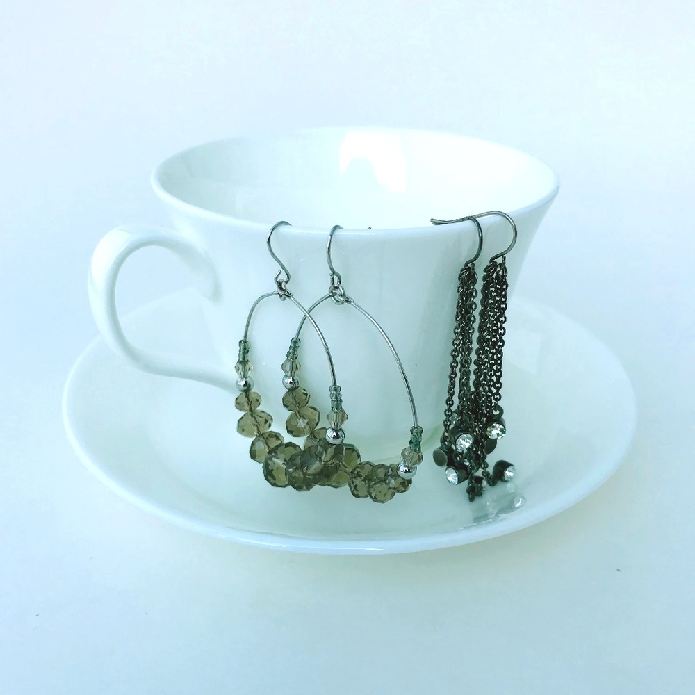 Gunmetal Rhinestone Dangle Earring Bundle